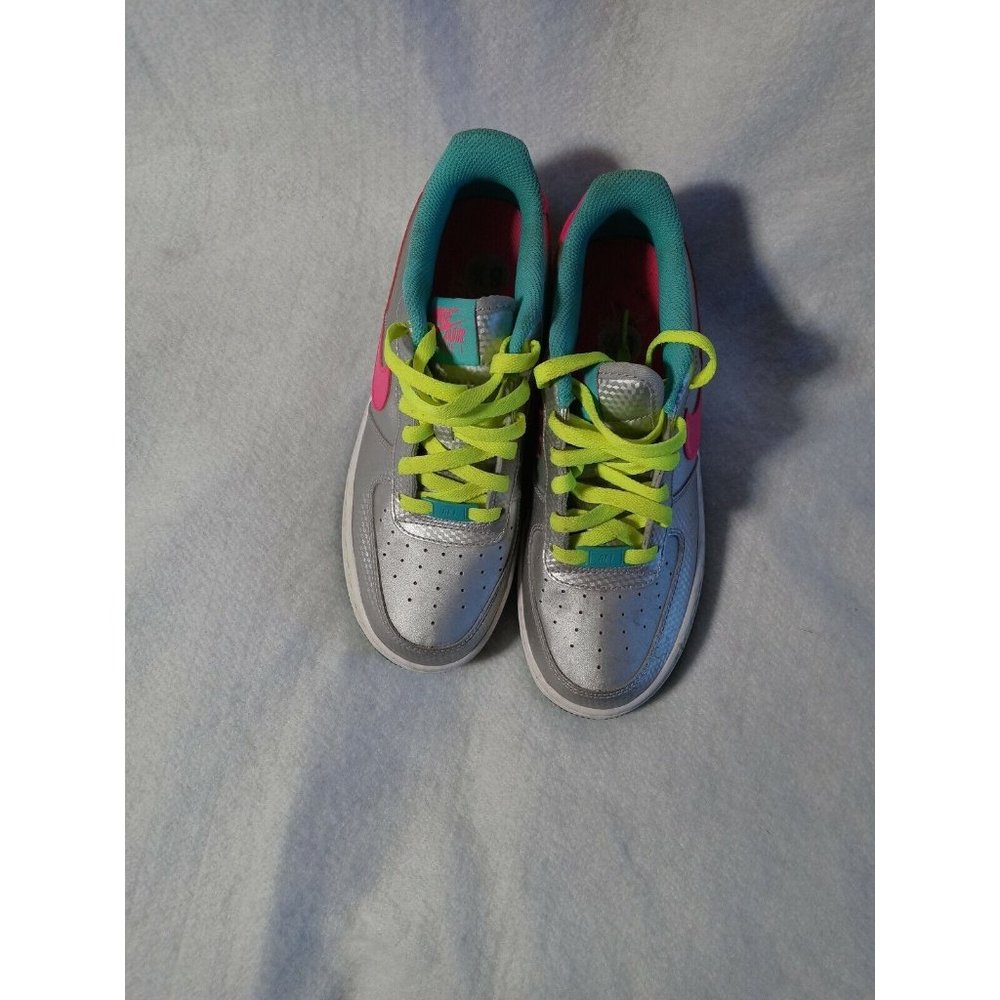 Nike Air Force 1 Women’s Shoes SIze 6.5 Leather Silver Sneaker Causal 314219 011